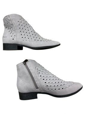 Blowfish Gray Perforated Suede Ankle Boots S6.5